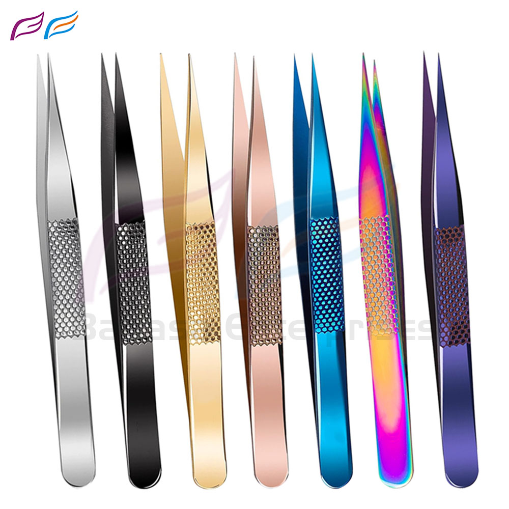 Circular Print Straight Lash Tweezers